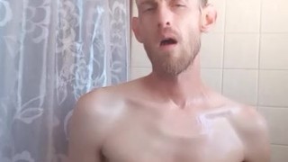 Intense soapy shower big dick stroking to the edge repeatedly
