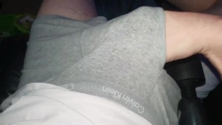 Vibrating my bell end with pre-cum and cumshot