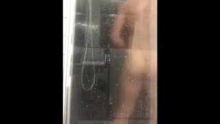 bubble butt rides a big dildo in the shower