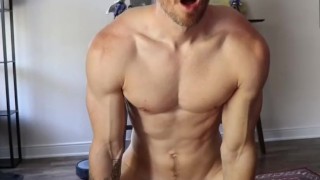 Dan Benson fucks his fleshlight and shows off his muscles