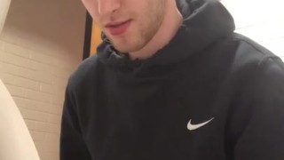 Horny Student Jerks Off and Shows Ass in Toilets