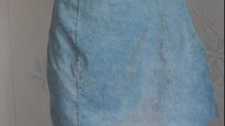 Redhead innocent girl in overalls gets naked