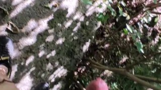 Nude boy - walk in the forest and electro stimulation 