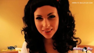 Beautiful Teen Shemale Bailey Jay Jerking Off in a Motel