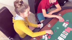 STRIP POKER Homemade - I win but he still DESTROYS me with his BIG DICK
