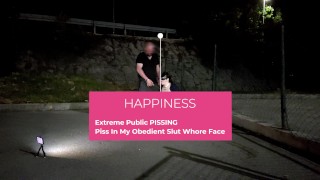 Extreme Public PISSING GOLDEN SHOWER Piss In My Obedient Slut Whore Face