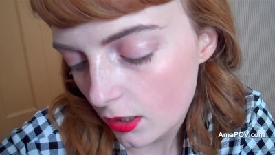 British redhead Lola Gatsby wanks and sucks me off before i cum in her mouth