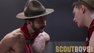 Smooth cute scout boy seduced & fucked raw by hairy DILF