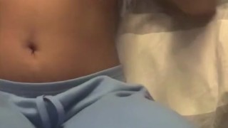 Rubbing STEPSISTER Fave Vibrator on PUSSY w/ CLOTHES ON | EXTREMELY Hairy Black Pussy