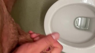 11cm penis squirts into the hotel toilet
