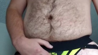 Hairy Chub Bear Cums Through Jockstrap
