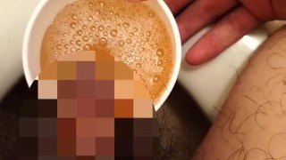 Hairy Japanese uncircumcised penis Morning pee
