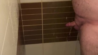 Solo fat male with small pp taking shower