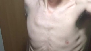 Showing off my extremely perfect skinny body near bright light