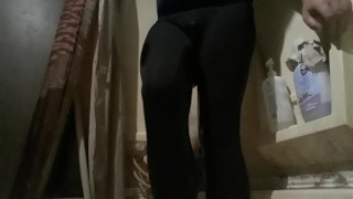 Piss desperation in Leggings after long workout!