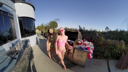 VR BANGERS FFM Threesome With College asian Elle Lee And Her Blonde Slut Friend Braylin Bailey VR Porn