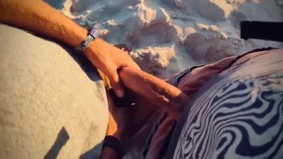 Frotting cocks with huge cums in a paradise beach at sunset