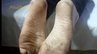 Tired after work, made you lick my dirty feet