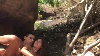 Sex on a Public Beach with a Beautiful Teen - Amateur Couple