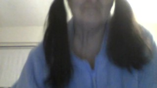 big woman in pigtails