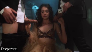 Deeper. Goddess Elena Koshka has intense fantasy threesome