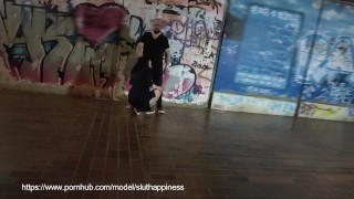 Very risky public blowjob