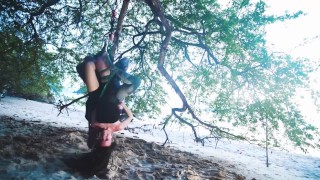 Alternative girls SHIBARI - outdoor public kinbaku rope play action with tattooed TEENS - bondage