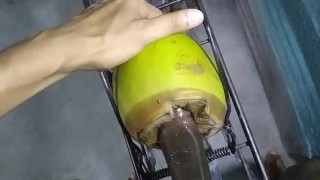 Moaning and fucking💦💦💕 coconut hole boarding on a bicycle