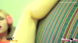 This Hot and Gorgous Teen Trans Stroking Her Big Dick on My Sofa