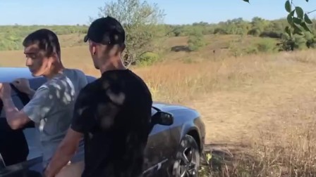 Straight guy fucked 18 year old student outdoor by car and both cum