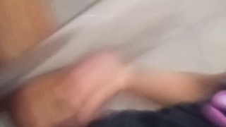 Stroking my bbc in planet fitness bathroom with cumshot 