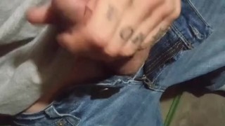 Just a minute I'm stroking my hard cock outside