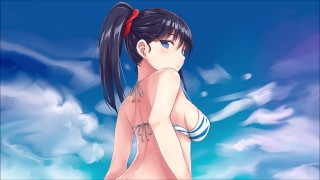JOI HENTAI CBT en la piscina azotando tus huevos a escondidas.