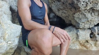 I wanted to jerk off and cum in the sea but I almost got caught I had to do it in a public forest