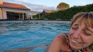 He suddenly takes my bikini off to fuck me in the swimming pool
