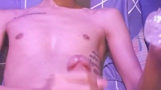 Filipino Inked Slim Sexy and Cute Twink Fucking His Masturbator Toy