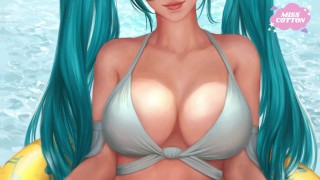 Cogen chica timida en la playa (lol Sona)