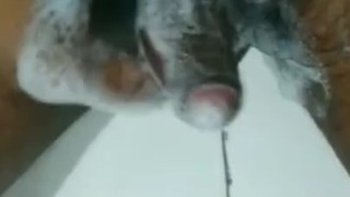 Desi boy showing black dick in bath