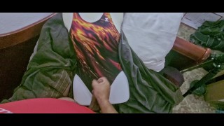 Cumming on Ex-Wife's One Piece Swimsuit While Listening to Her Moan on Video -bodysuit
