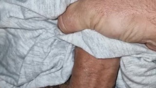 Evening ERECTION ended with HUGE load in t-shirt