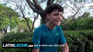 Latin Leche - Curly amateur Latino Flashes His Cock In Public And Agrees To Fuck Twink Boy On Camera
