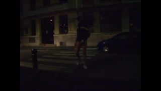 totally naked in the street and stairs
