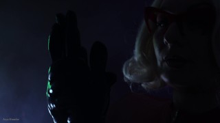 latex Halloween MILF seduce with ASMR rubber gloves sounds SFW fetish video