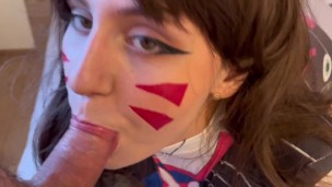 Cosplay D.Va from Overwatch, deepthroat and cum in my face