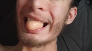 Biting and chewing my dildo