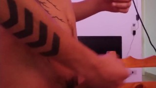 hetero playing with his friends masturbates while talking to them