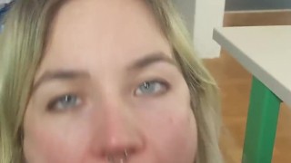 Caught by the plumber! Real risky sucking and fucking with strangers in the house