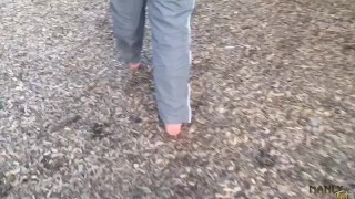 Barefoot public playtime - Having fun with my bare feet in public