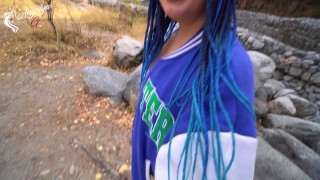 Great blowjob in nature after a photo shoot of young tourists - AnGelya.G