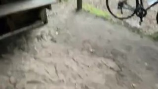 Showing my uncut and very hard cock in public during a bike ride (then ruined - see other video)